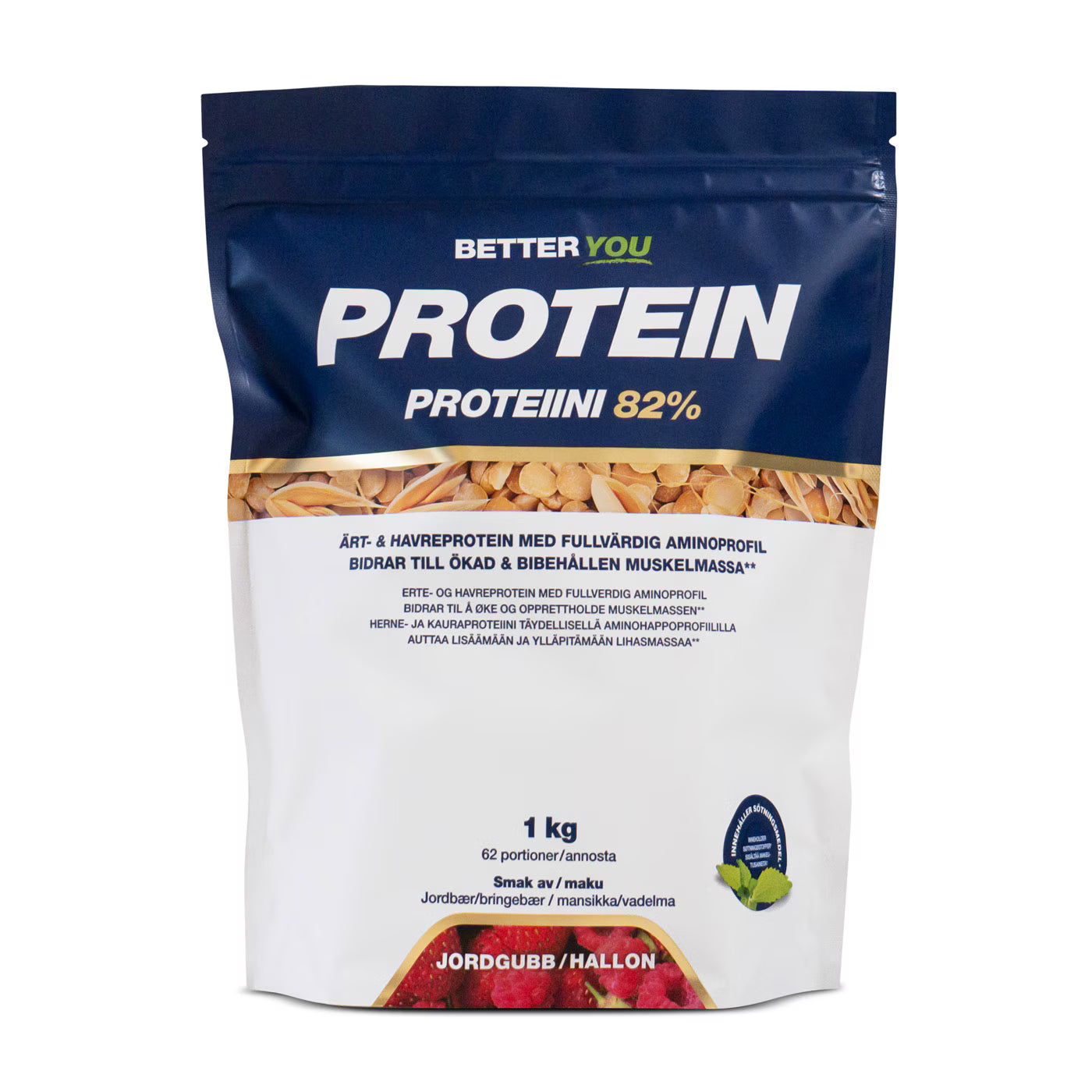 Ärt- och havreprotein 1 kg - Jordgubb/Hallon