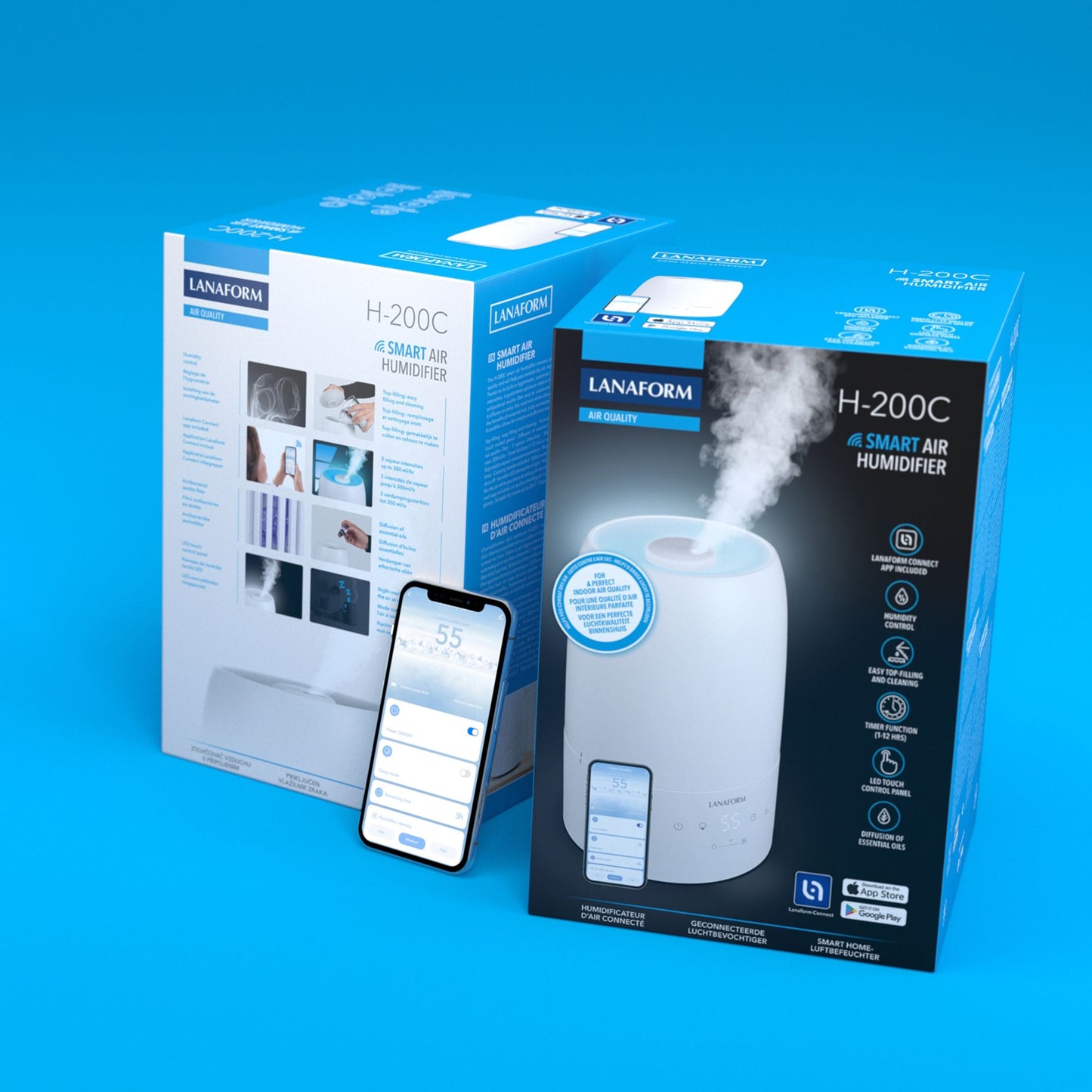 Lanaform H200C – Appstyrd luftfuktare med hygrometer och aromafunktion