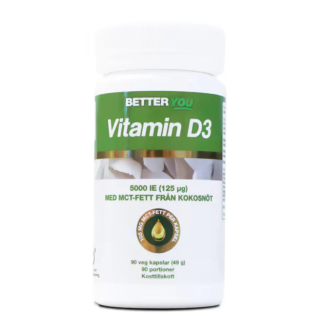 Vitamin D3 5000 IE + Kokosolja 90 kaps - Nyhet