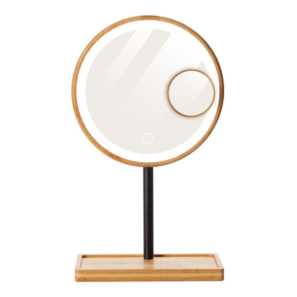 Lanaform Bamboo Mirror – Laddningsbar sminkspegel med LED-belysning och bambudetaljer