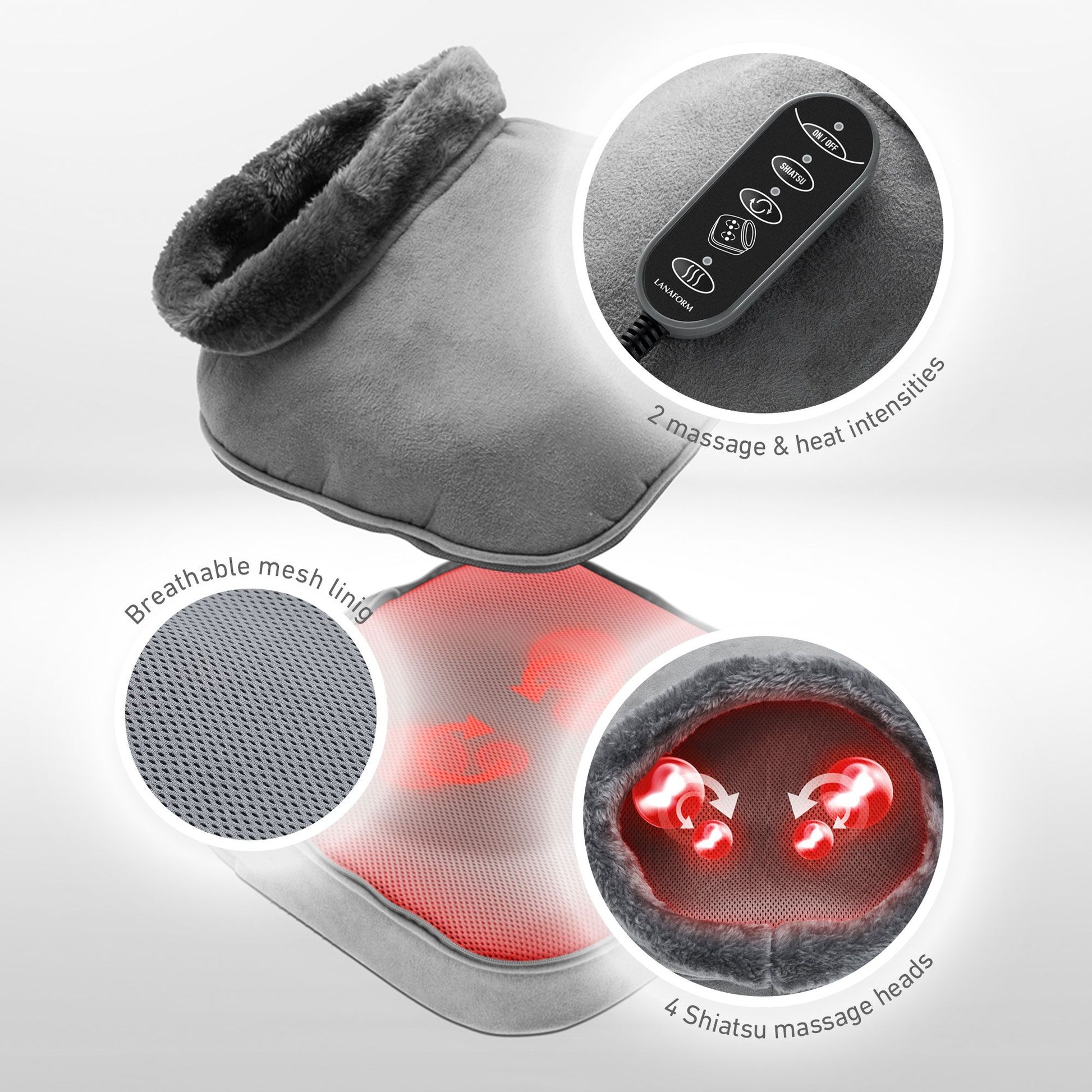 Lanaform 2-i-1 Shiatsu Comfort – Värmedyna och shiatsumassage även för fötter, rygg och nacke
