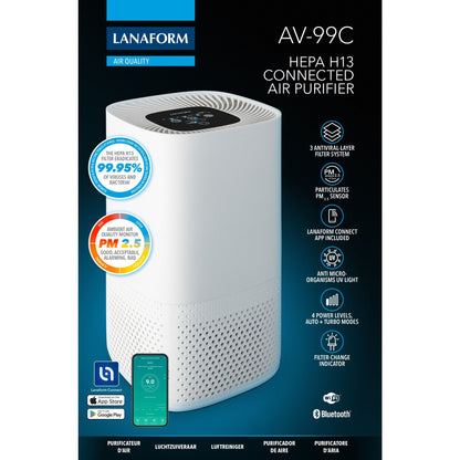 Lanaform AV-99C – Smart luftrenare med HEPA-filter, luftkvalitetssensor och appstyrning
