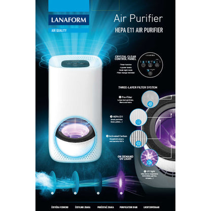 Lanaform Air Purifier – Kompakt luftrenare med HEPA-filter och jonisering