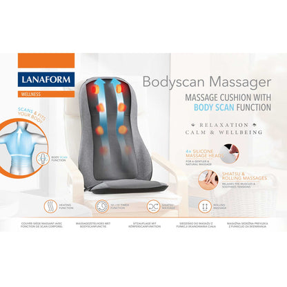 Lanaform Bodyscan Massager – Shiatsu massagesäte med kroppsskanning och värmefunktion
