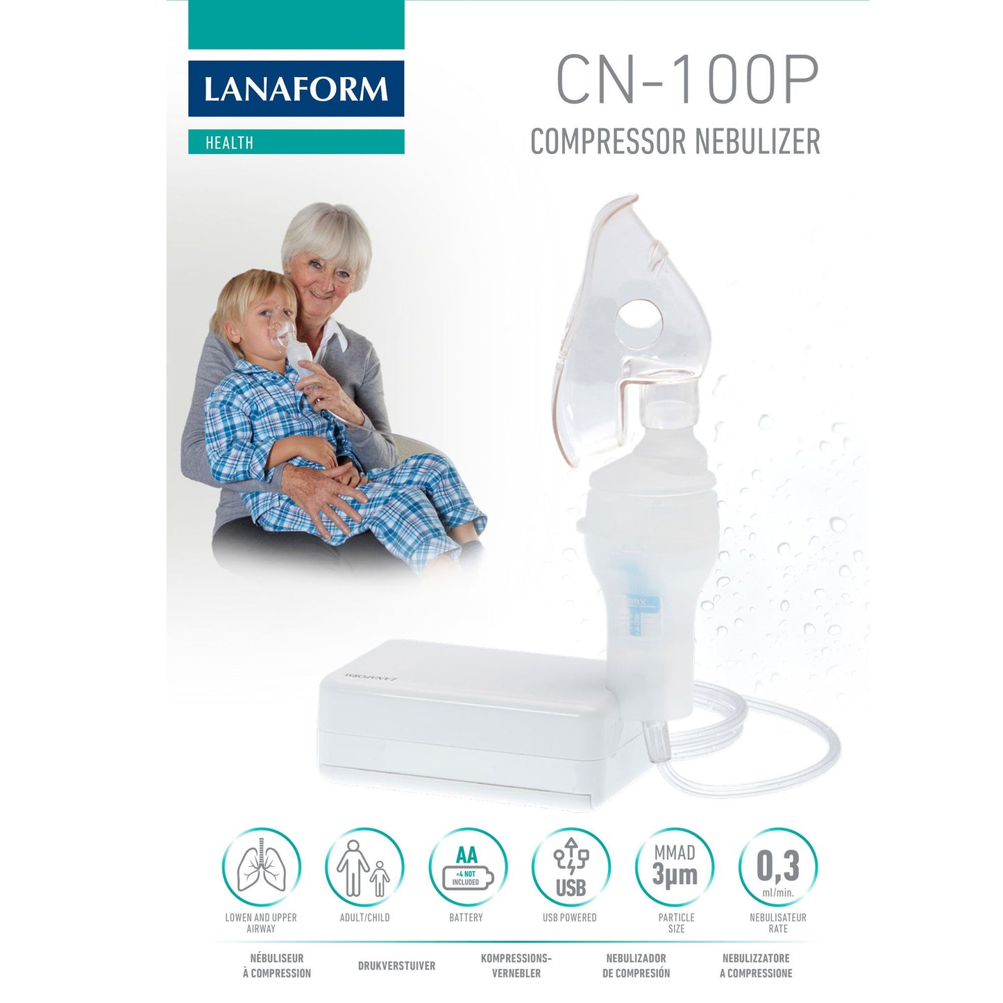 Lanaform CN-100P – Kompressor-nebulisator för näsa och luftvägar