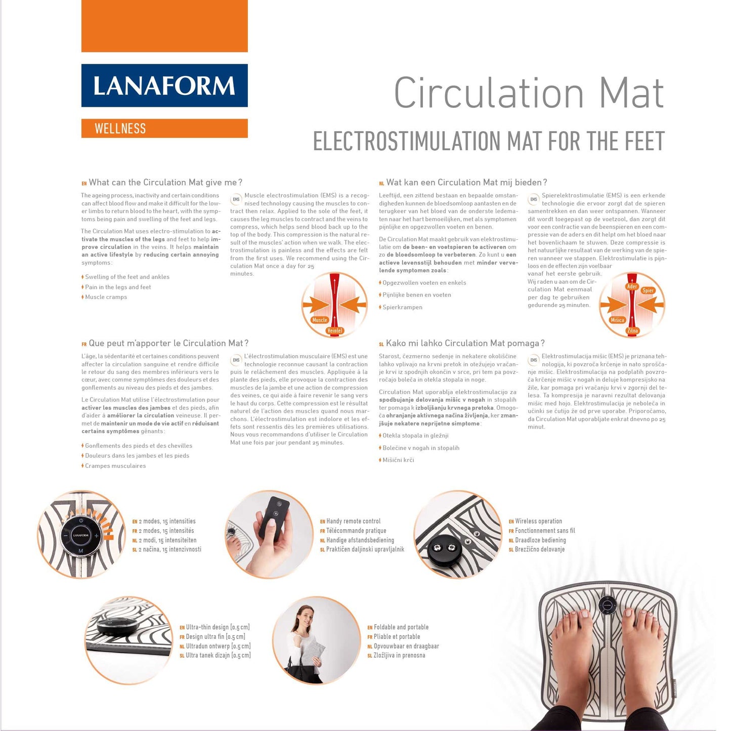 Lanaform Circulation Mat – EMS-matta för förbättrad blodcirkulation i ben och fötter