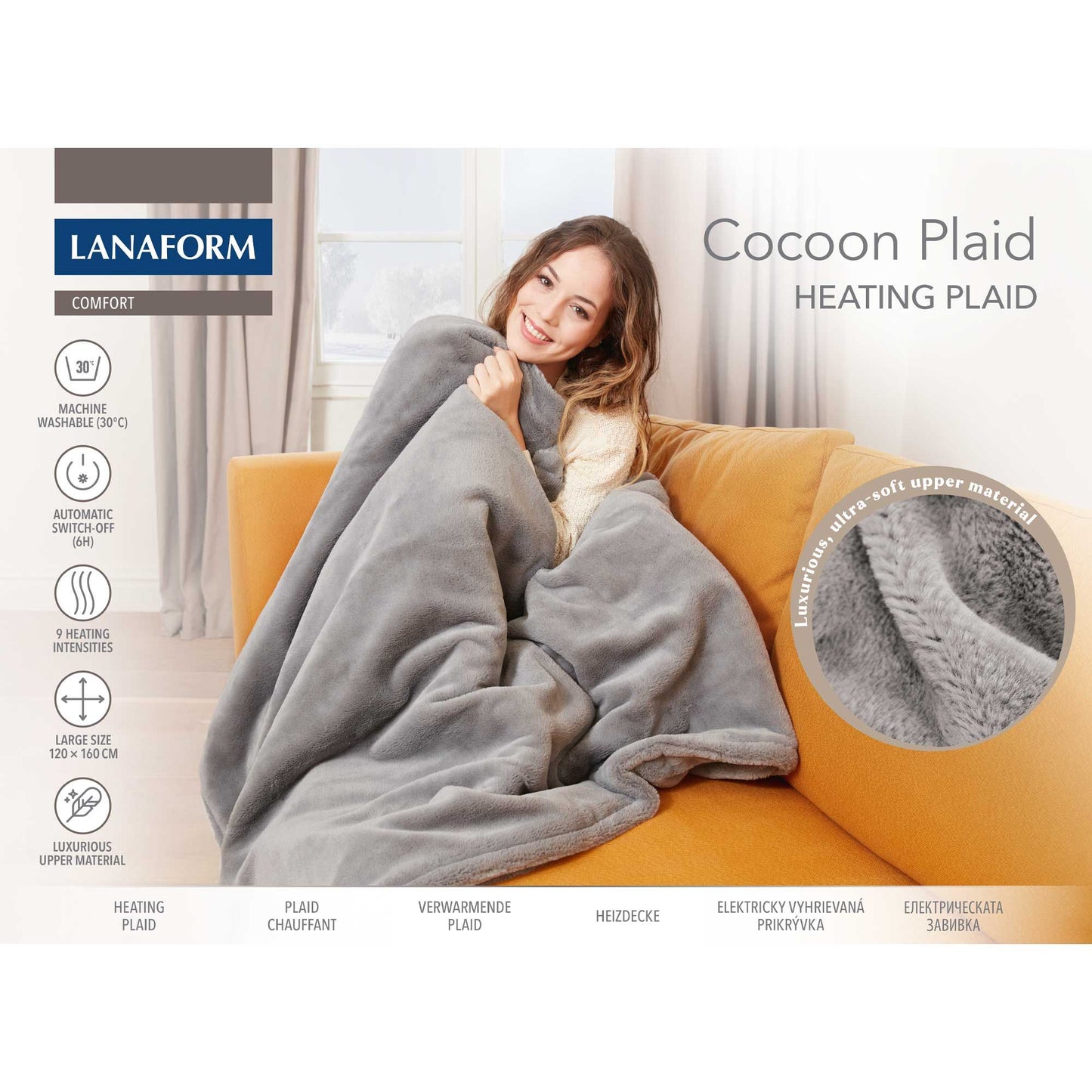 Lanaform Cocoon Plaid – Elektrisk värmefilt i supermjuk fleece