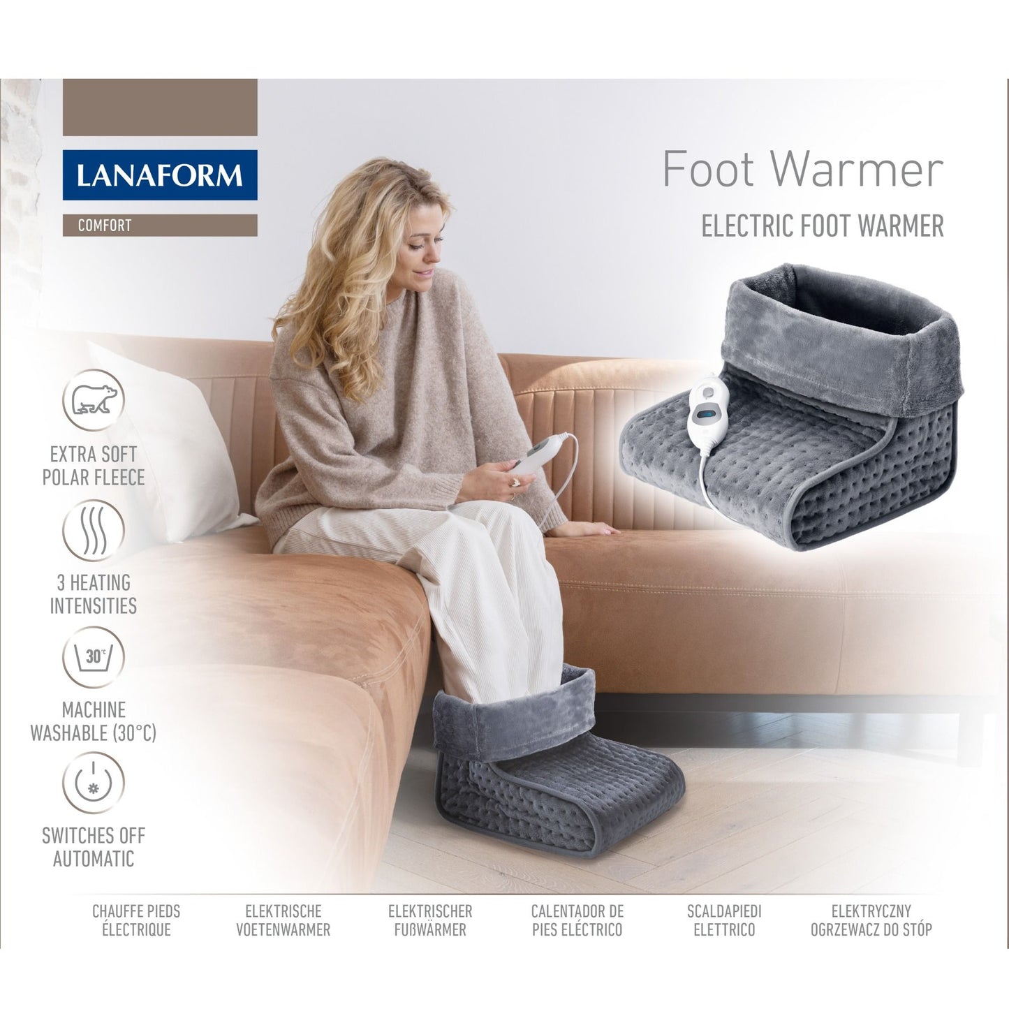 Lanaform Foot Warmer – Elektrisk fotvärmare med extra mjukt foder