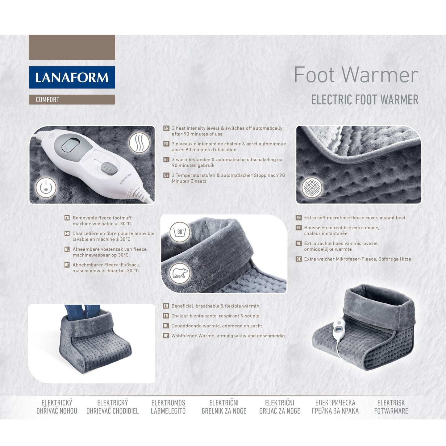 Lanaform Foot Warmer – Elektrisk fotvärmare med extra mjukt foder