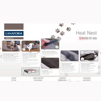Lanaform Heat Nest – Uppvärmd husdjursbädd med avtagbart överdrag
