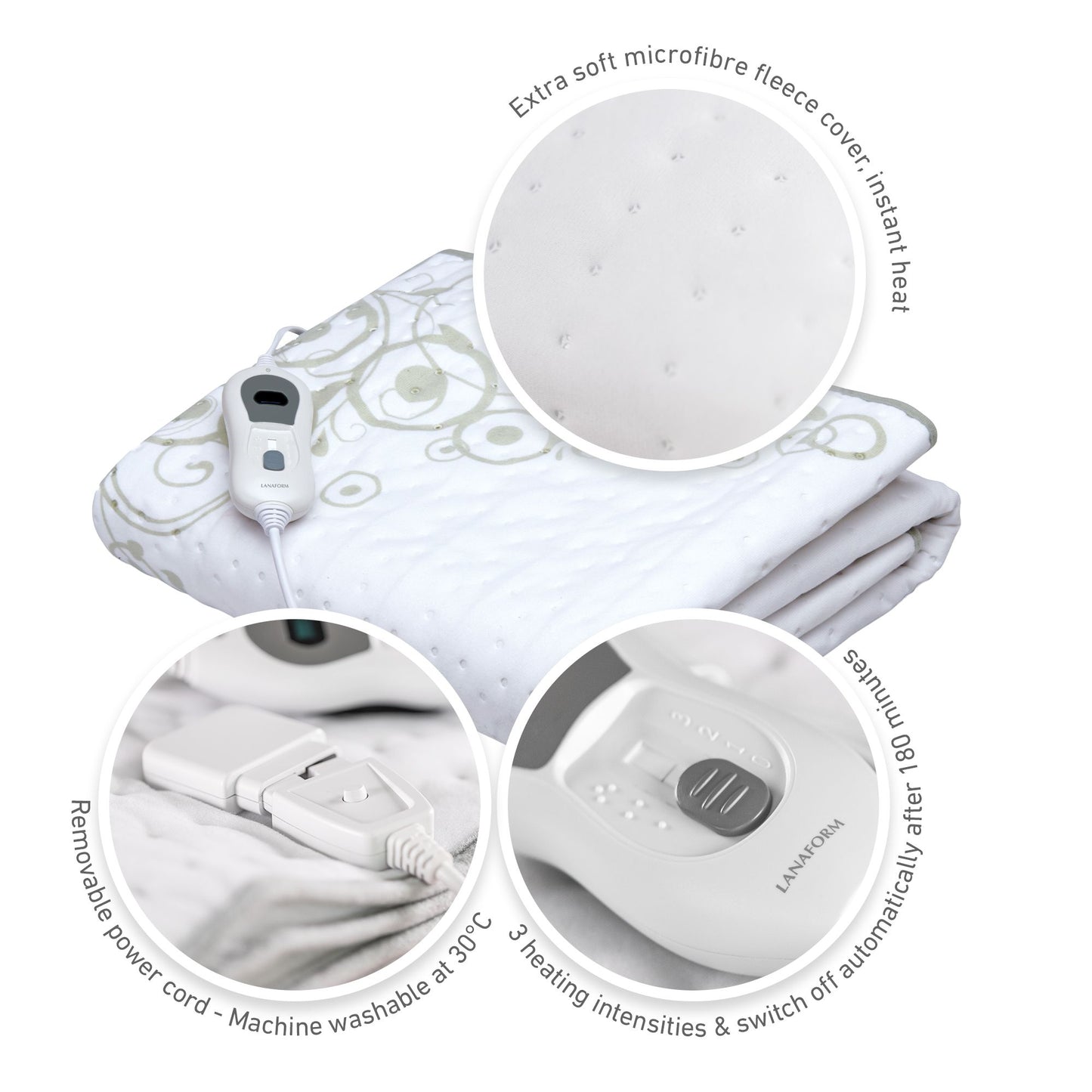 Lanaform Heating Blanket S1 – Elektriskt värmetäcke / värmemadrass för enkelsäng