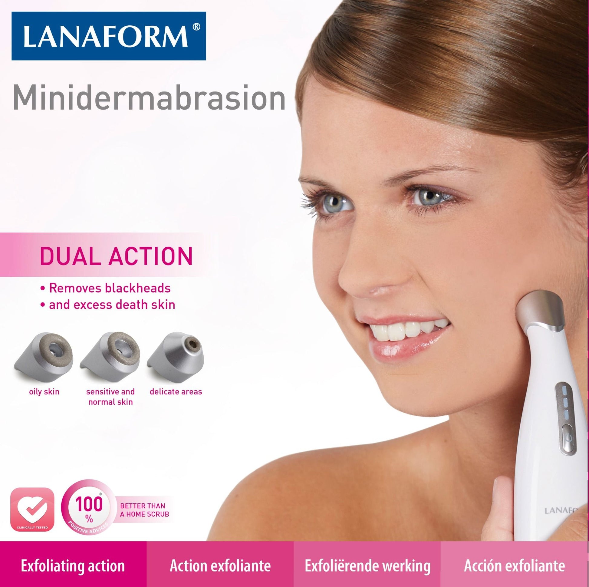 Lanaform MiniDermabrasion – Mikrodermabrasion för hemmabruk med vakuum och peeling