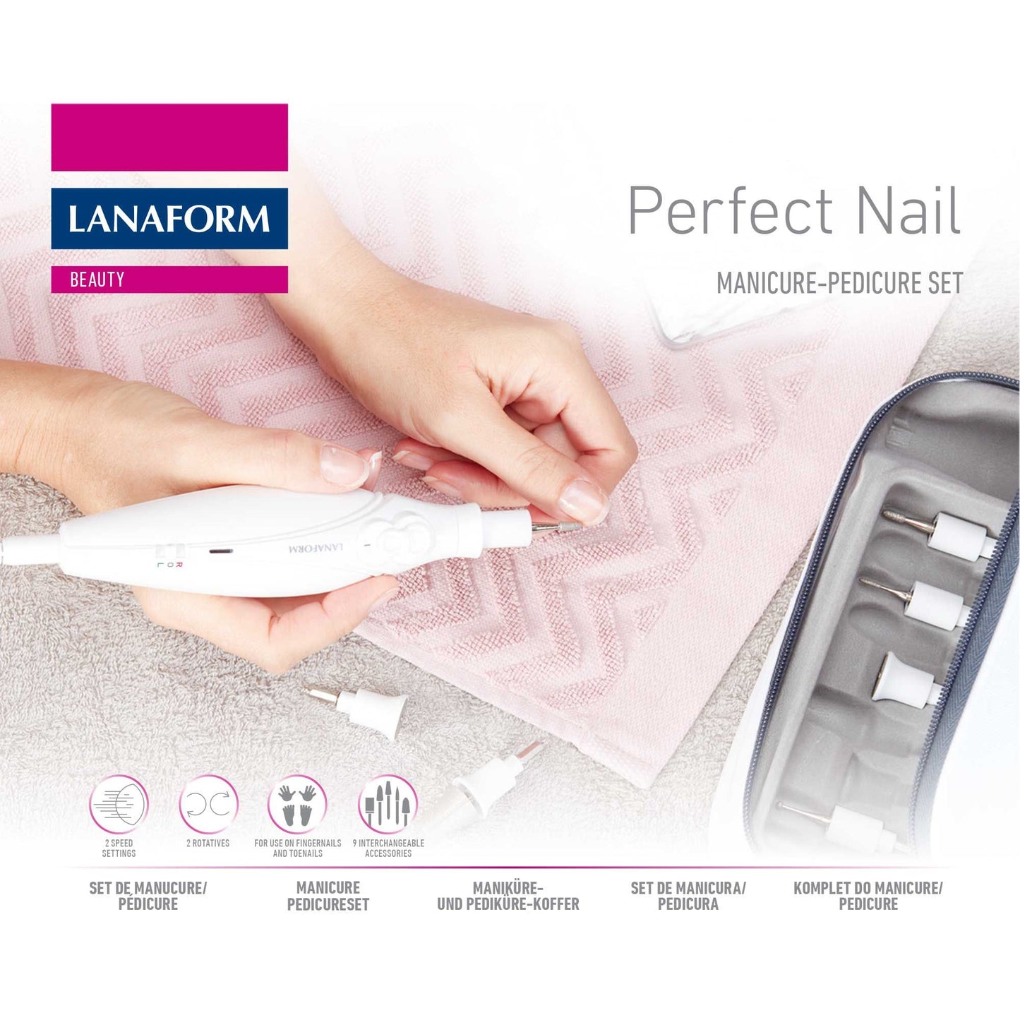 Lanaform Perfect Nail – Elektriskt manikyr- och pedikyrset med 7 tillbehör