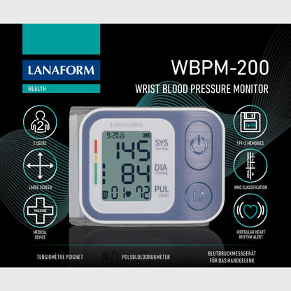 Lanaform WBPM-200 – Automatisk blodtrycksmätare för handleden med hög noggrannhet