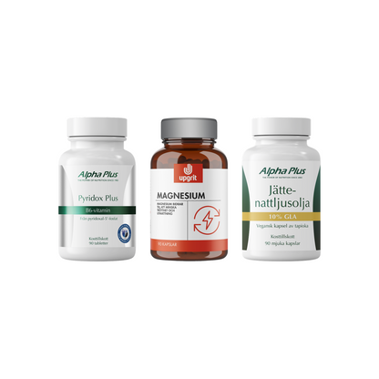 PMS-paketet: Pyridox Plus, Magnesium och Jättenattljusolja